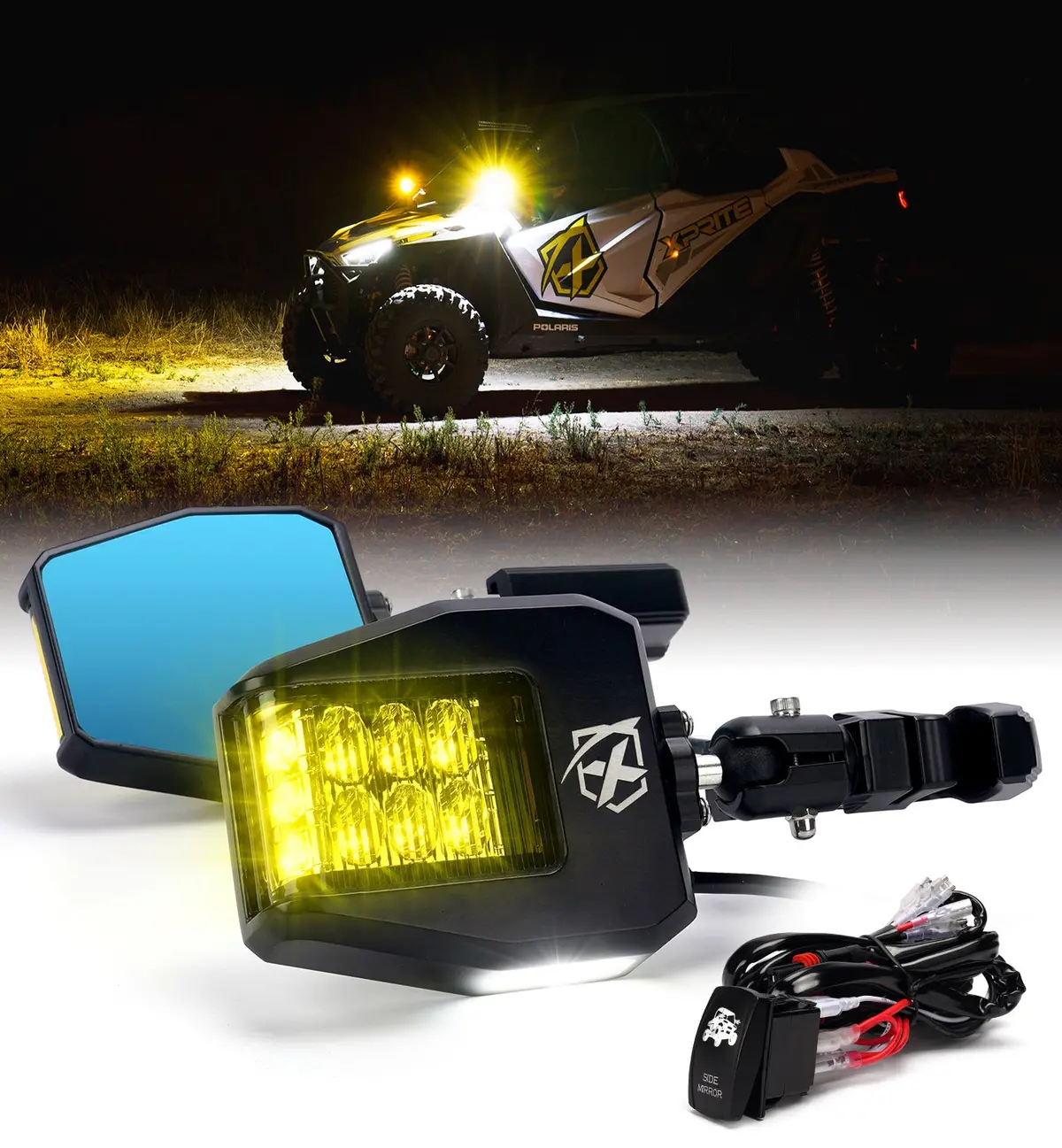Amber Light Utv Side View  Mirrors 2