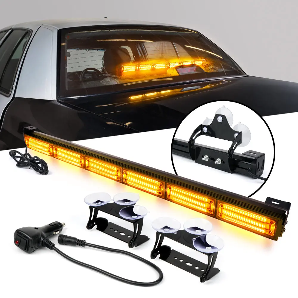 Xprite 27" G2 Vigilante Series 30W Traffic Advisor Cob Led Strobe Light Bar With Suction Cup Brackets 1