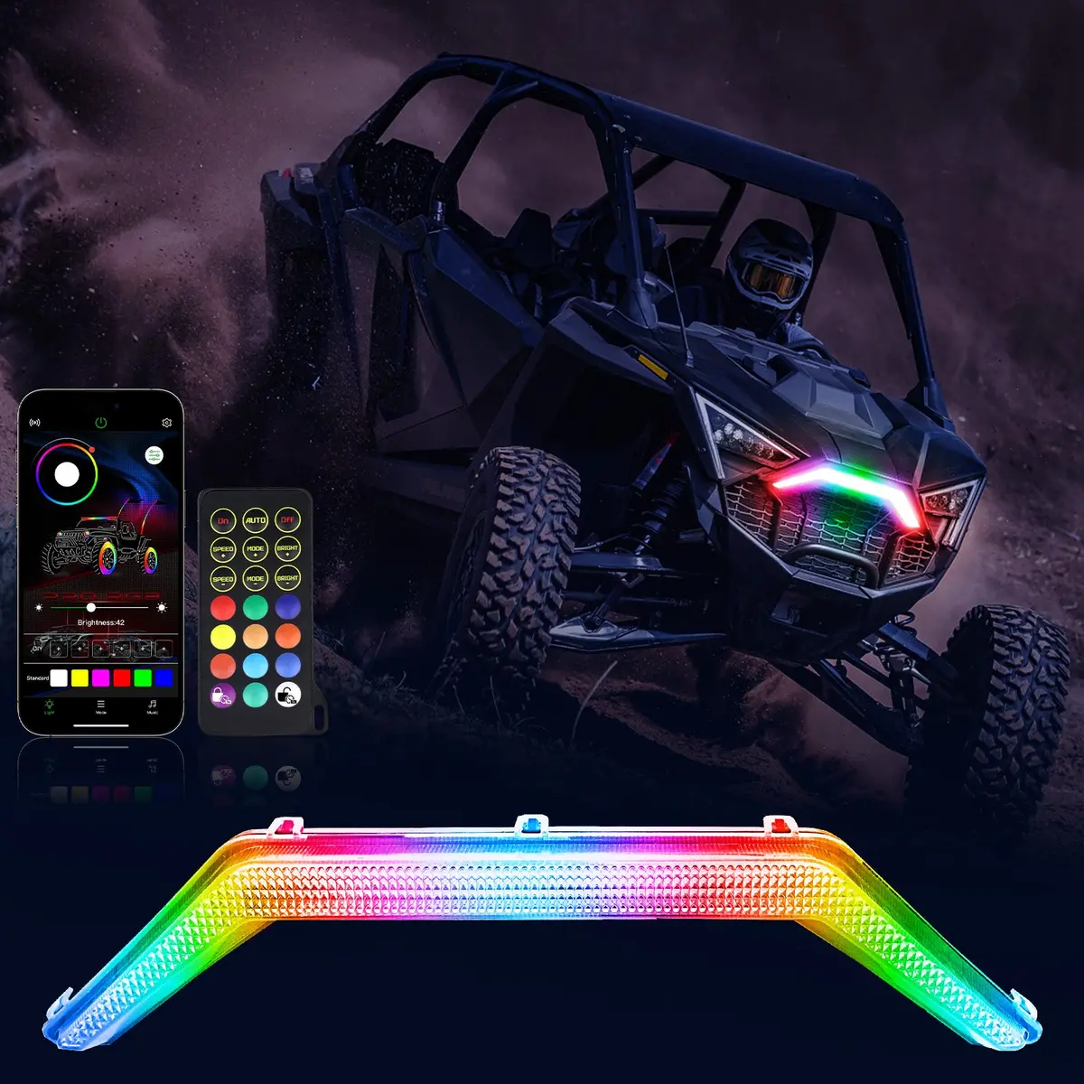 Rgb Rzr Pro Front Accent Light Compatible With 2020-2024 Polaris Rzr Pro Xp/4/ Rzr Pro R/Rzr Turbo | App & Remote Control & Music Sync Modes 1