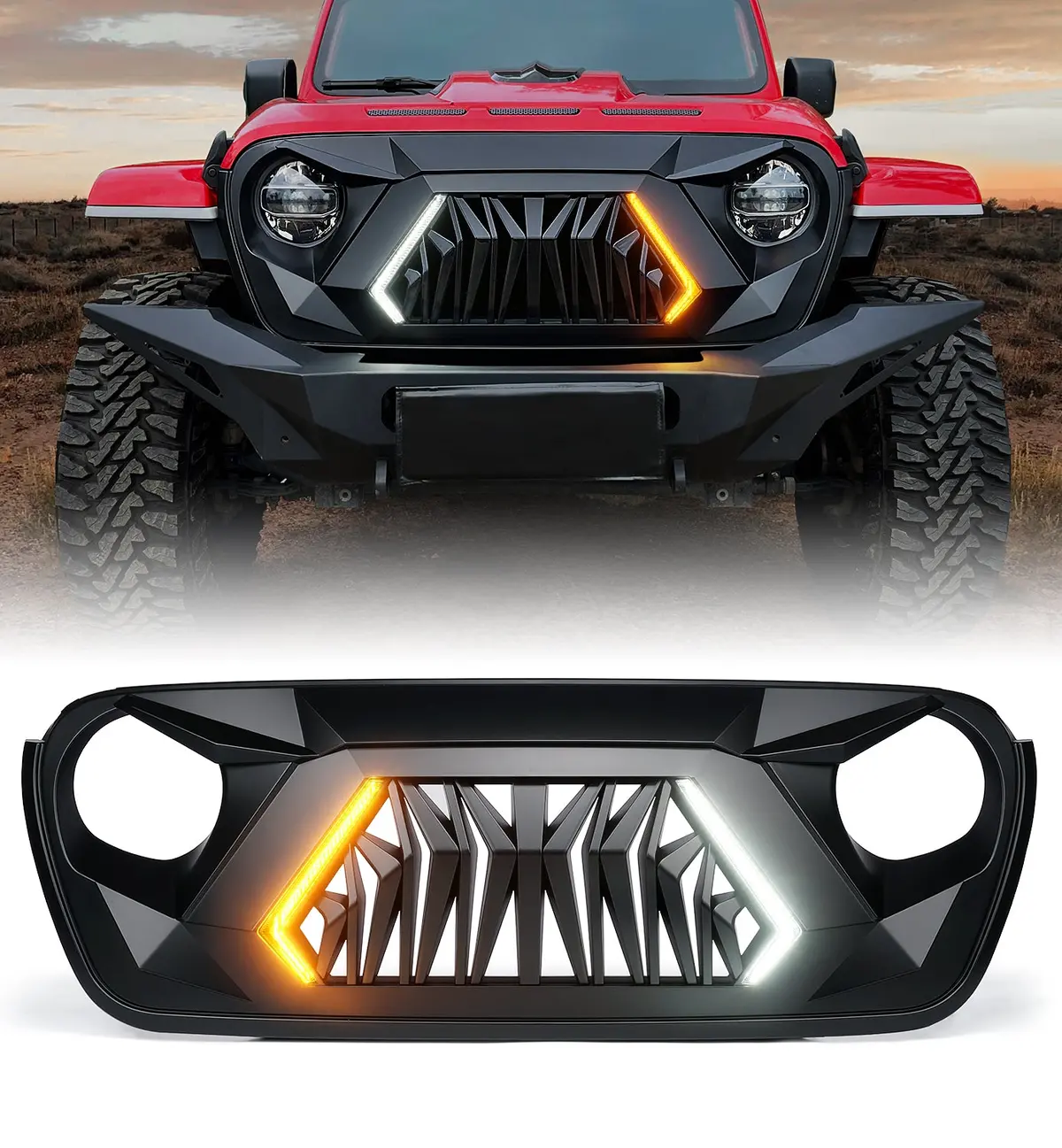 Jeep Front Grille With Turn Signal For 2018+ Jeep Wrangler Jl 1