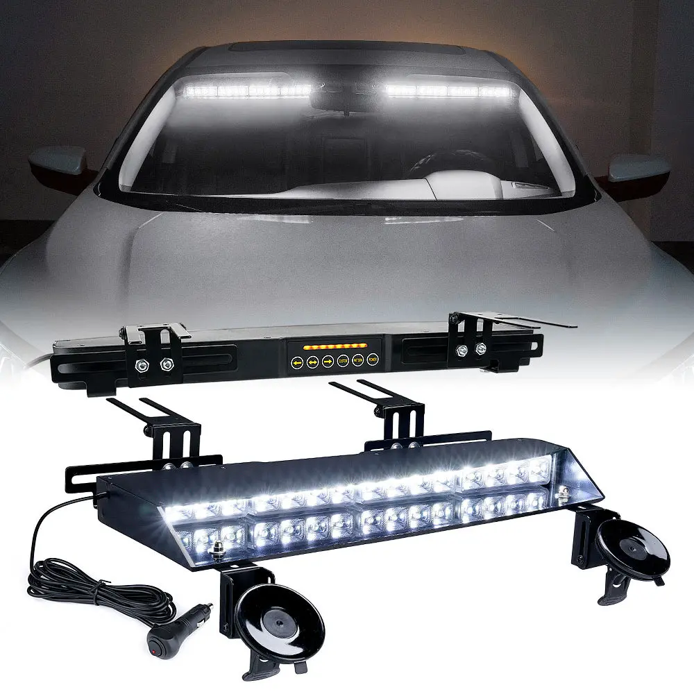 Xprite Chaser Series 20-Inch Dual LED Visor Strobe Lights for Windshield Mount