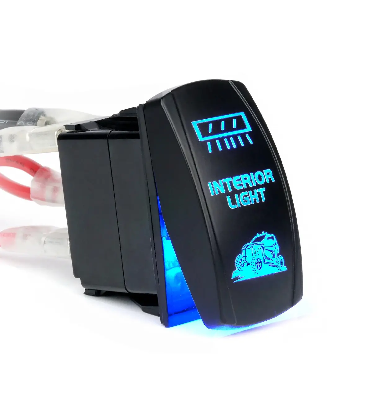 Xprite 5 Pin Laser Blue Center Mirror Interior Light Spst On/Off Rocker Switch 1