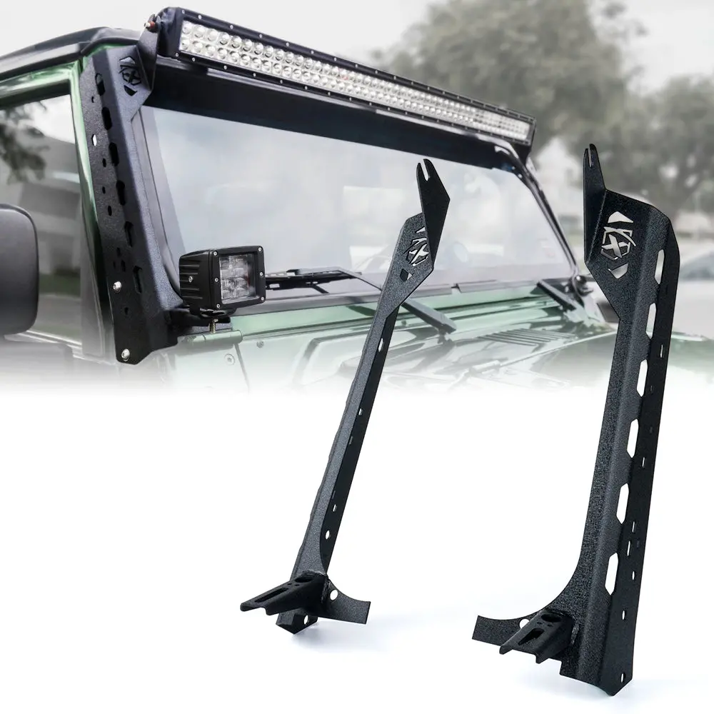 Xprite Mamba Series Front Windshield 50 Inch Light Bar Mounting Brackets W/ Lower Bracket For 1997 - 2006 Jeep Wrangler Tj Lj 1