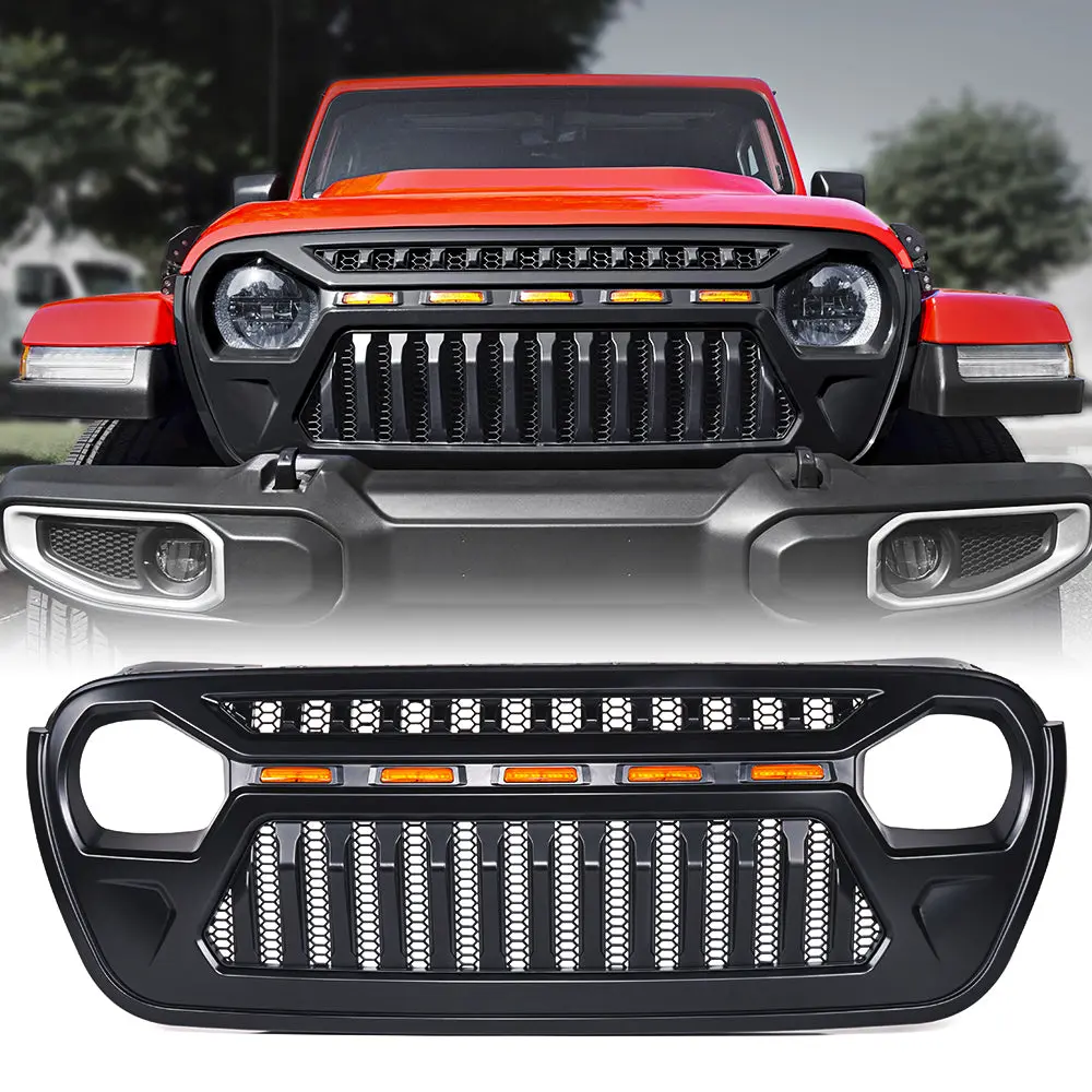 Grille With Amber Led Lights For Jeep Jt/Jl 3