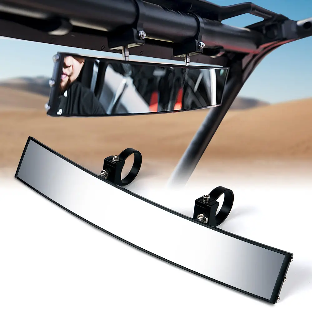 17.5" Convex Rear Wide View Tempered Glass Mirror 1.75" Rollbars 1