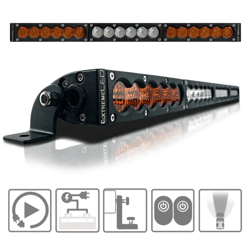20" X6s Slim Amber/White 90W Led Light Bar & Harness 1