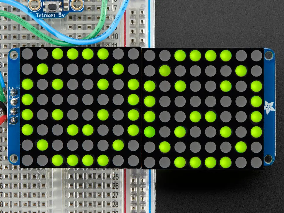 16X8 1.2" Led Matrix+Backpack Ultrabright Round Yellowgreen Leds - Stemma Qt / Qwiic 1