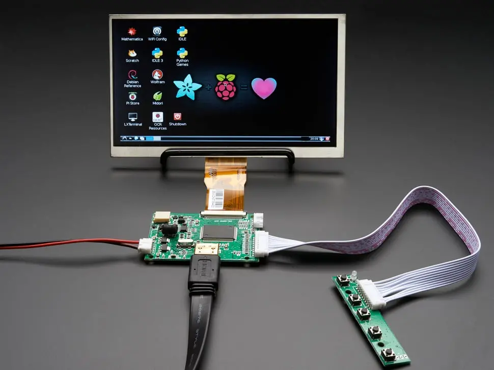 Hdmi 4 Pi: 7" Display No Touchscreen 1024X600 With Mini Driver 1
