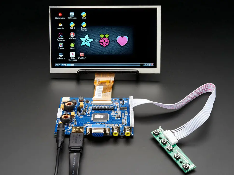 Hdmi 4 Pi: 7" Display & Audio 1024X600 - Hdmi/Vga/Ntsc/Pal 1