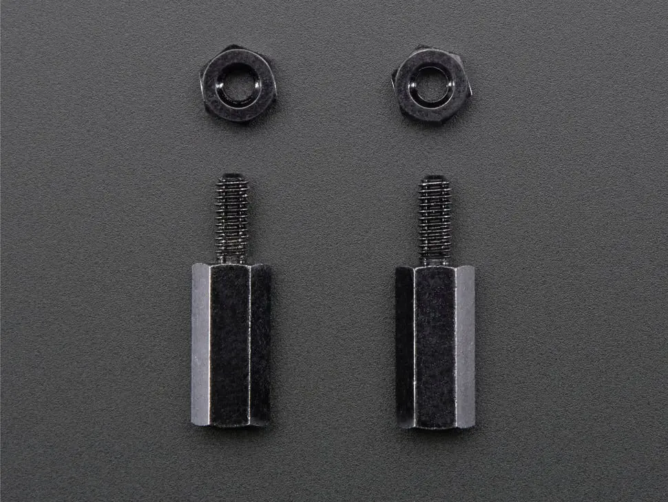 Brass M2.5 Standoffs For Pi Hats - Black Plated - Pack Of 2 1