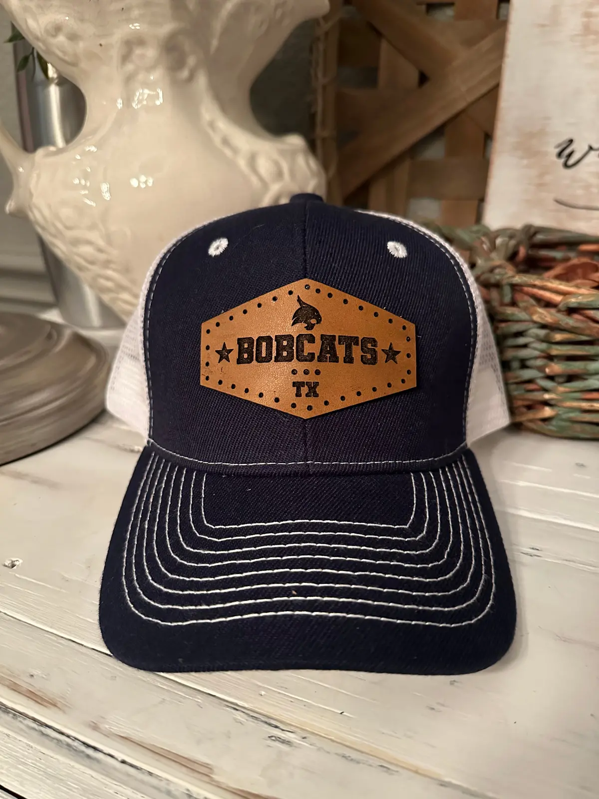 Texas Bobcat Leather Trucker Hat 1