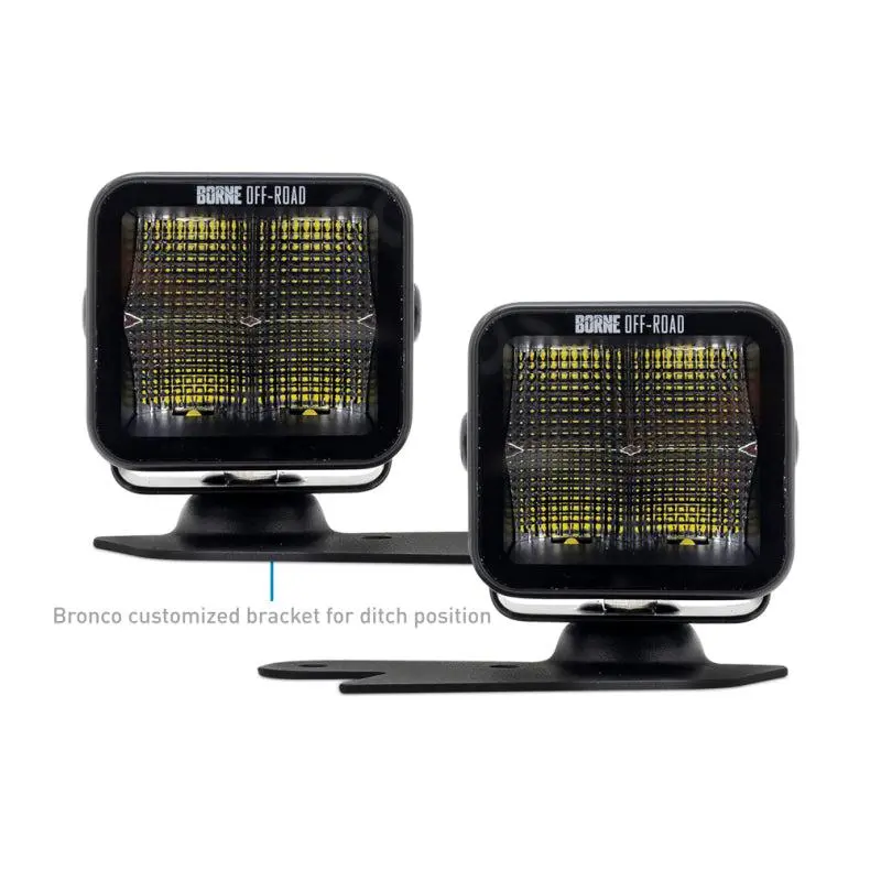 Borne Off-Road Light Pods 2Pc Ditch 3X3 Spot Upfit For 21+ Ford Bronco | Bnlt-Br-21-Dt2su 2