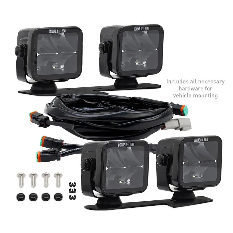 Borne Off-Road Light Pods 4Pc Ditch 3X3 Flood Upfit For 21+ Ford Bronco | Bnlt-Br-21-Dt4fu 2