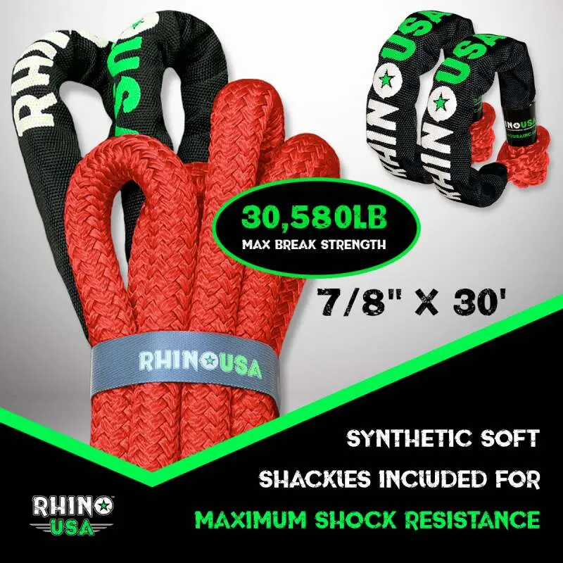 Rhino Usa 7/8" X 30' Kinetic Rope Recovery Kit (Red) | Rg-Krkit78x30-Red 2