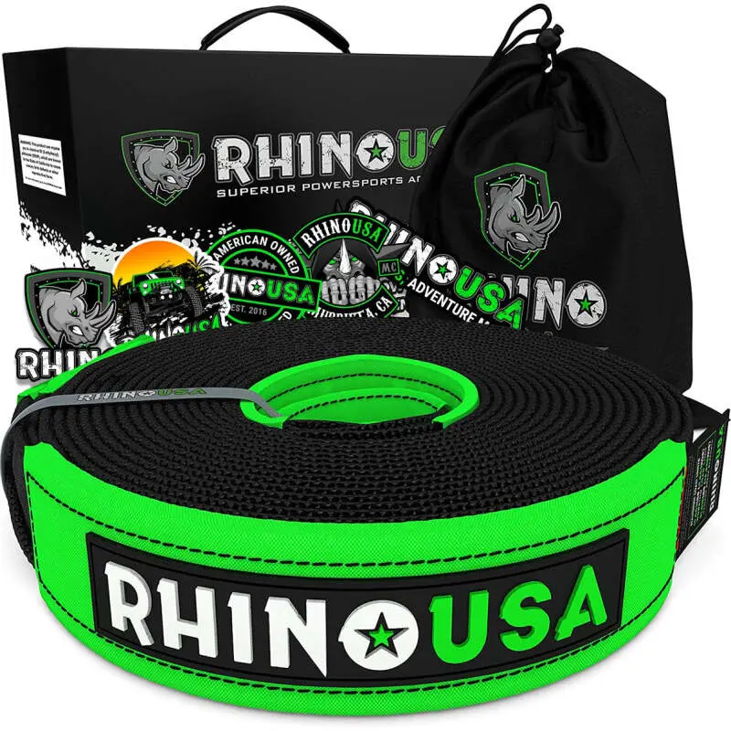 Rhino Usa Recovery Tow Strap 2Inx20ft (Black) | Rno-Towstrap220 1
