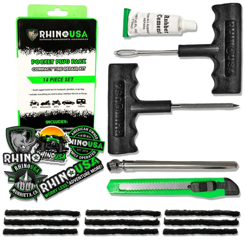 Rhino Usa 14-Piece Compact Tire Repair Plug Kit | Rno-Plug-Pack 1