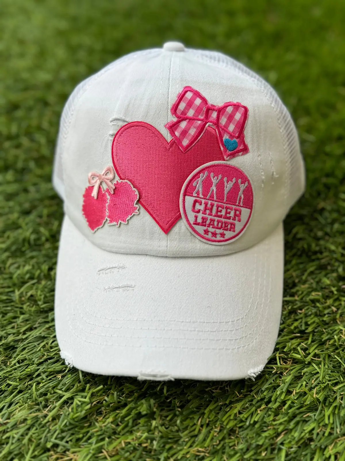 Girls Cheer Patch Ponytail Cap (Youth) 1