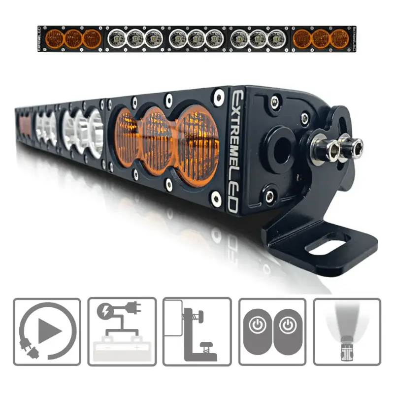 28" X6 Amber/White 150W Combo Beam Led Light Bar & Harness Kit 1