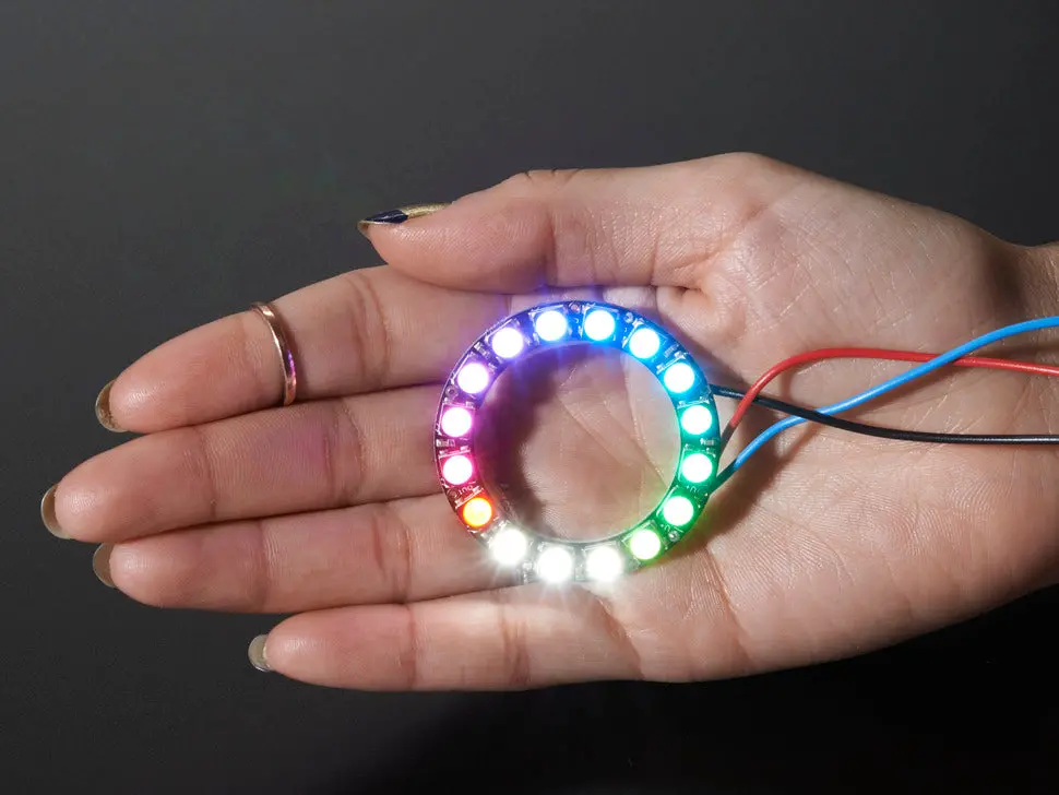 Neopixel Ring - 16 X 5050 Rgbw Leds W/ Integrated Drivers - Cool White - ~6000K 1