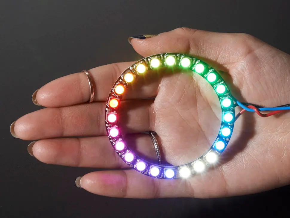 Neopixel Ring - 24 X 5050 Rgbw Leds W/ Integrated Drivers - Cool White - ~6000K 1