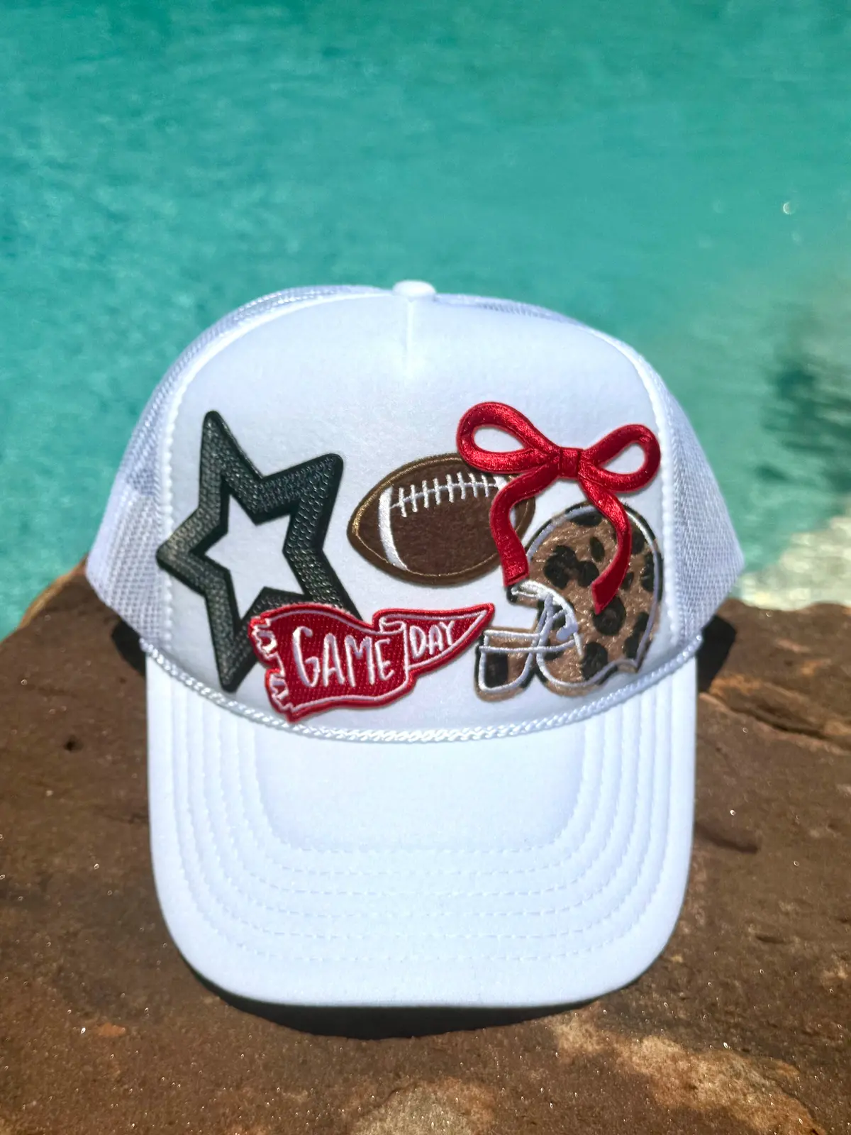 Red & White Football Trucker Cap 1