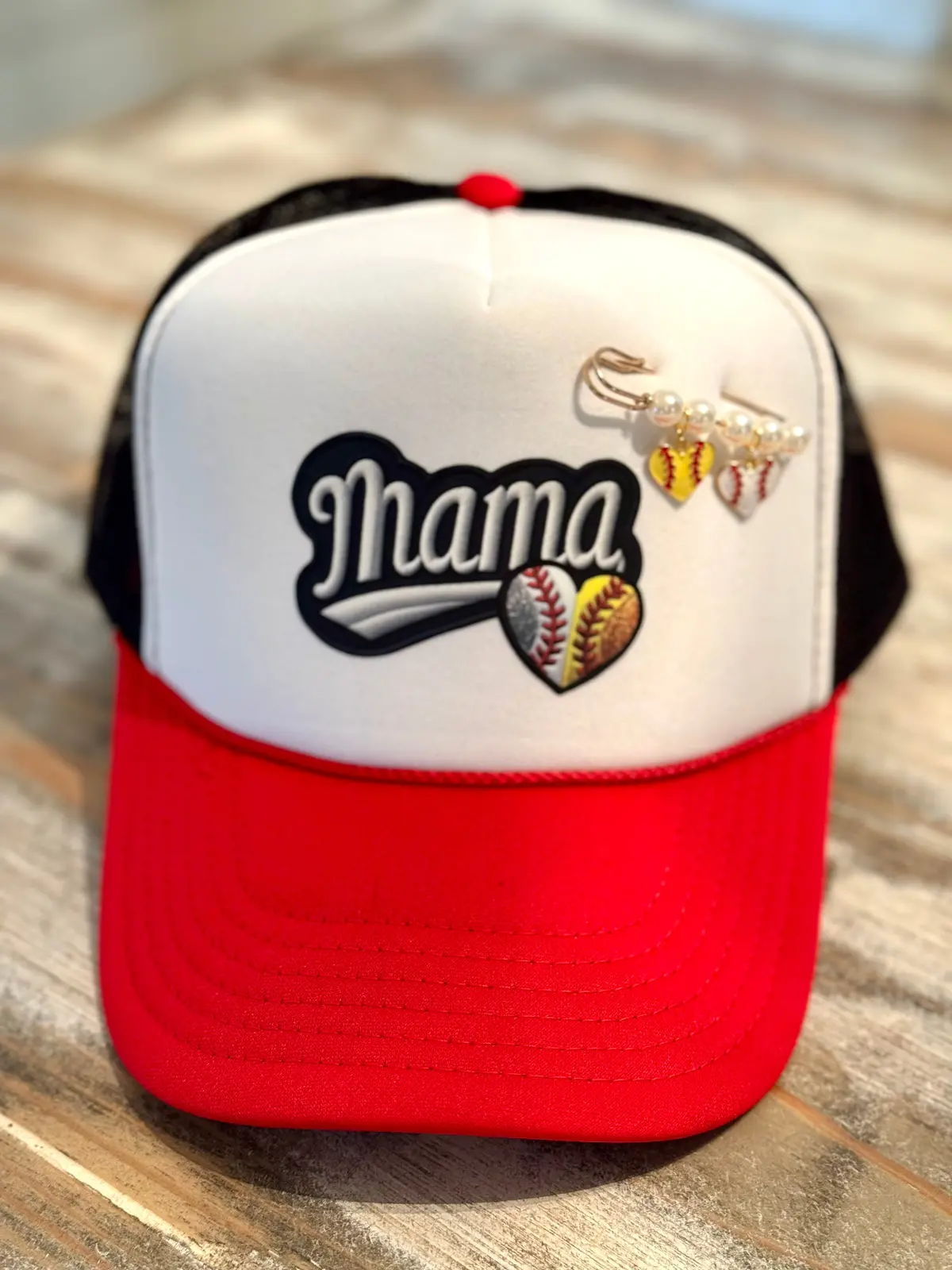 Mama Of Both (Baseball & Softball) Trucker Patch Cap 1