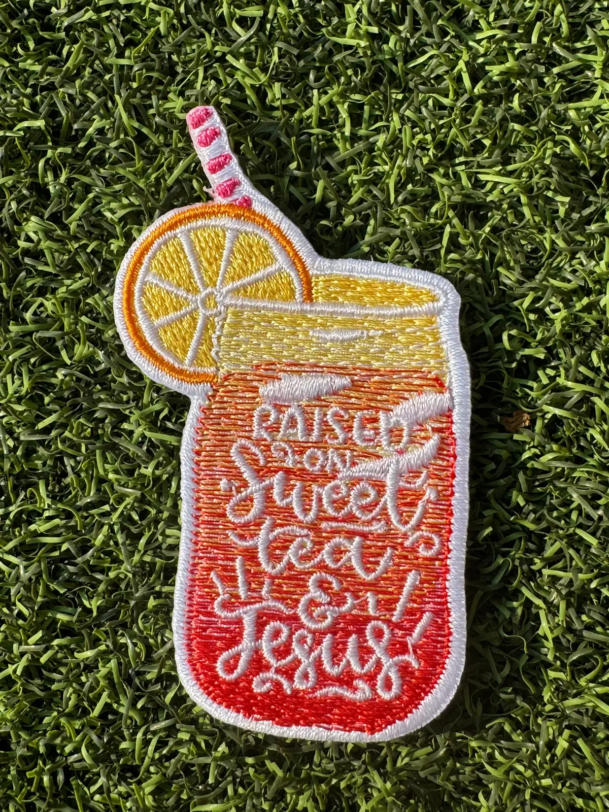 Raised On Sweet Tea & Jesus Iron On Patch 1