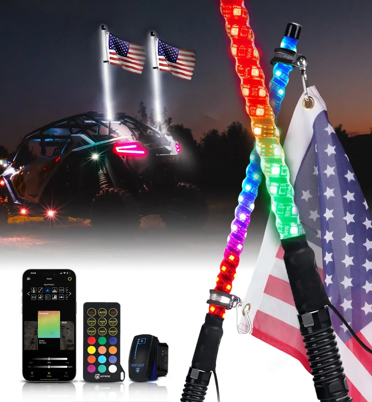 Rgb Led Whip Lights With Spring Mount 7
