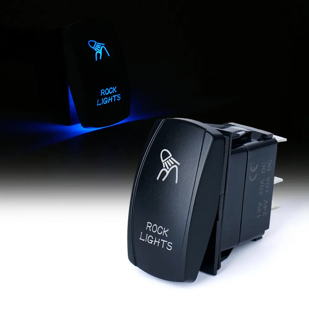Xprite 5 Pin Laser Blue Rocker Switch On Off  "Rock Lights" 1