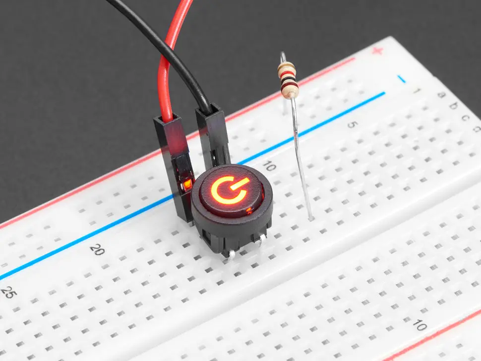 Mini Illuminated Momentary Pushbutton - Red Power Symbol 1