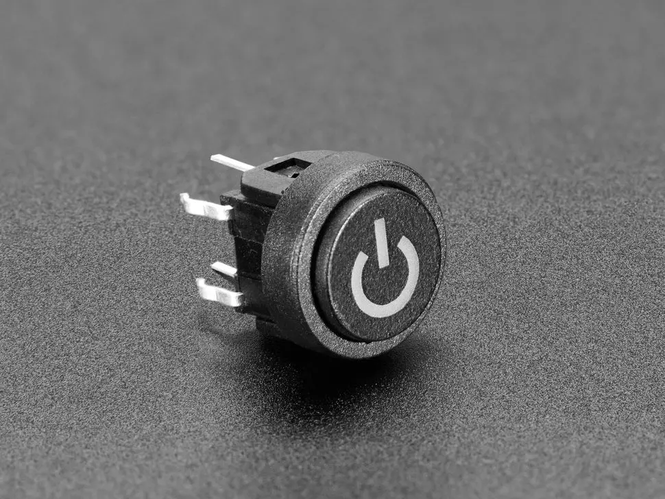 Mini Illuminated Momentary Pushbutton - Blue Power Symbol 1
