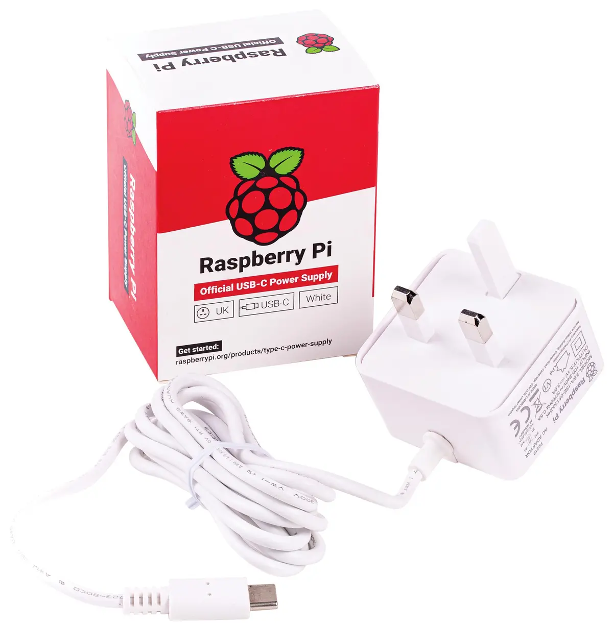 Official 15.3 W Raspberry Pi 4 Type-C Power Supply (White) 1