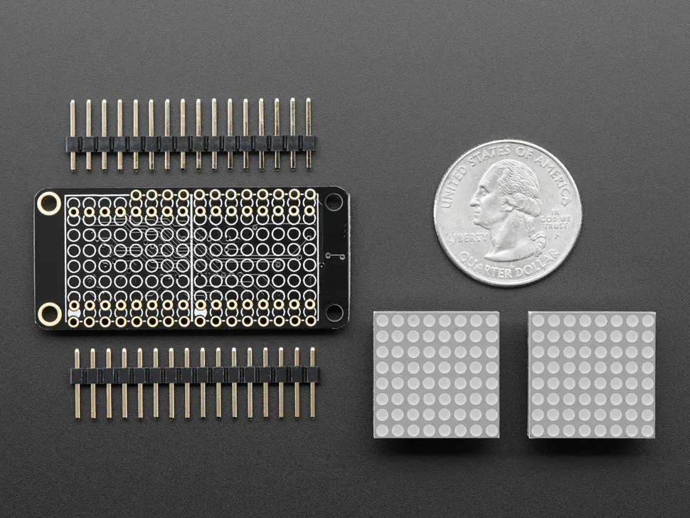 Adafruit 0.8" 8X16 Led Matrix Featherwing Display - Yellow-Green 2