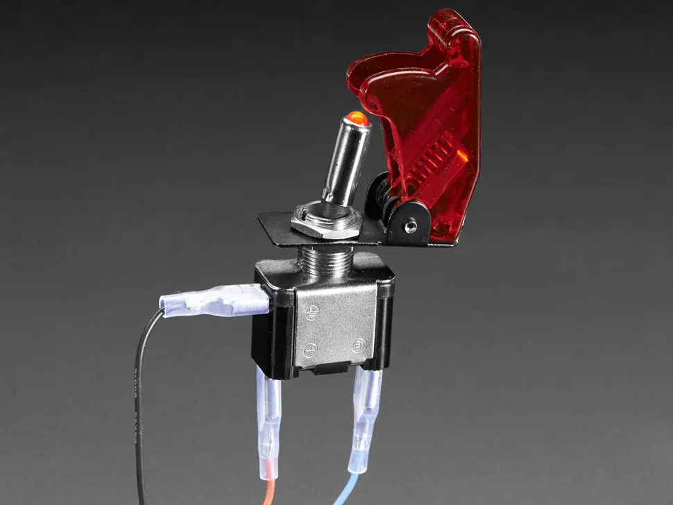 Illuminated Toggle Switch With Cover - Red 1