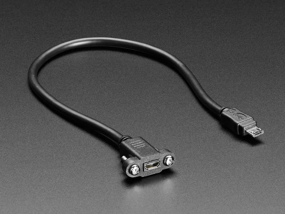 Panel Mount Extension Usb Cable - Micro B Male To Micro B Female 1