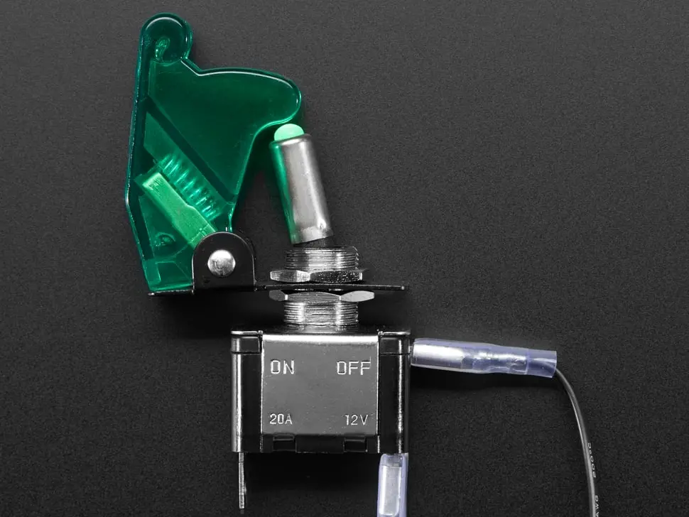 Illuminated Toggle Switch With Cover - Green 1
