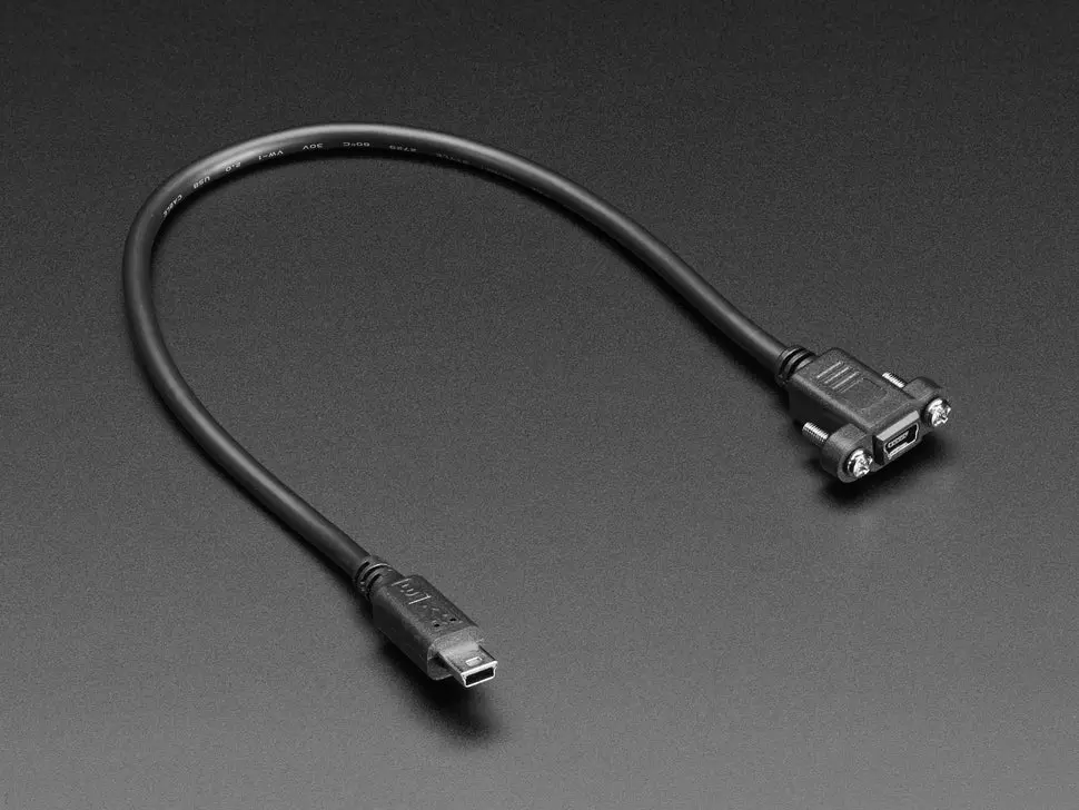 Panel Mount Extension Usb Cable - Mini B Male To Mini B Female 1