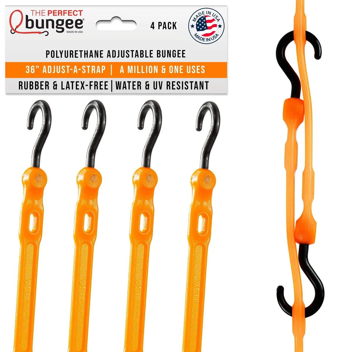 36" Adjust-A-Strap Adjustable Bungee Strap 4 Pack 1