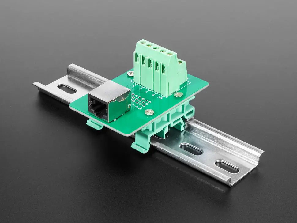 Din Rail Rj-45 To Terminal Block Adapter - Right Angle Jack 1