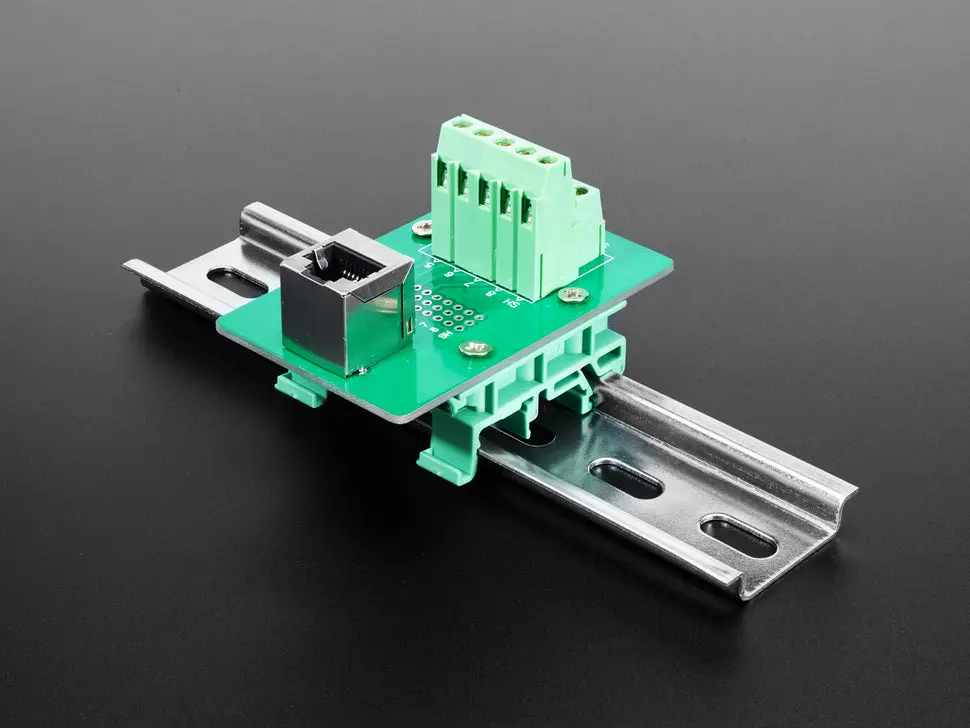 Din Rail Rj-45 To Terminal Block Adapter - Vertical Jack 1