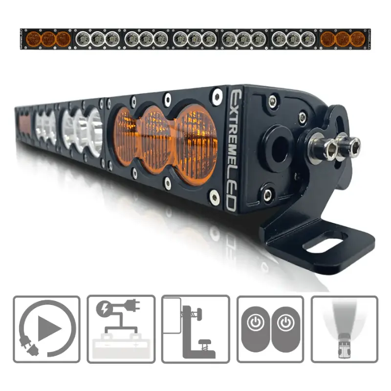38" X6 Amber/White 210W Combo Beam Led Light Bar & Harness Kit 1