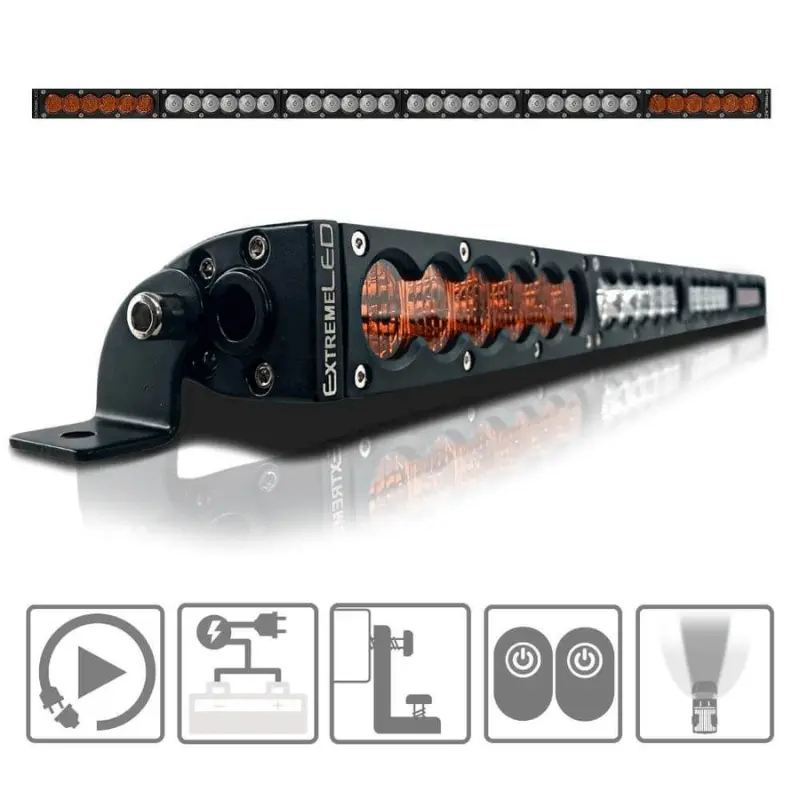38" X6s Slim Amber/White 180W Led Light Bar & Harness 1