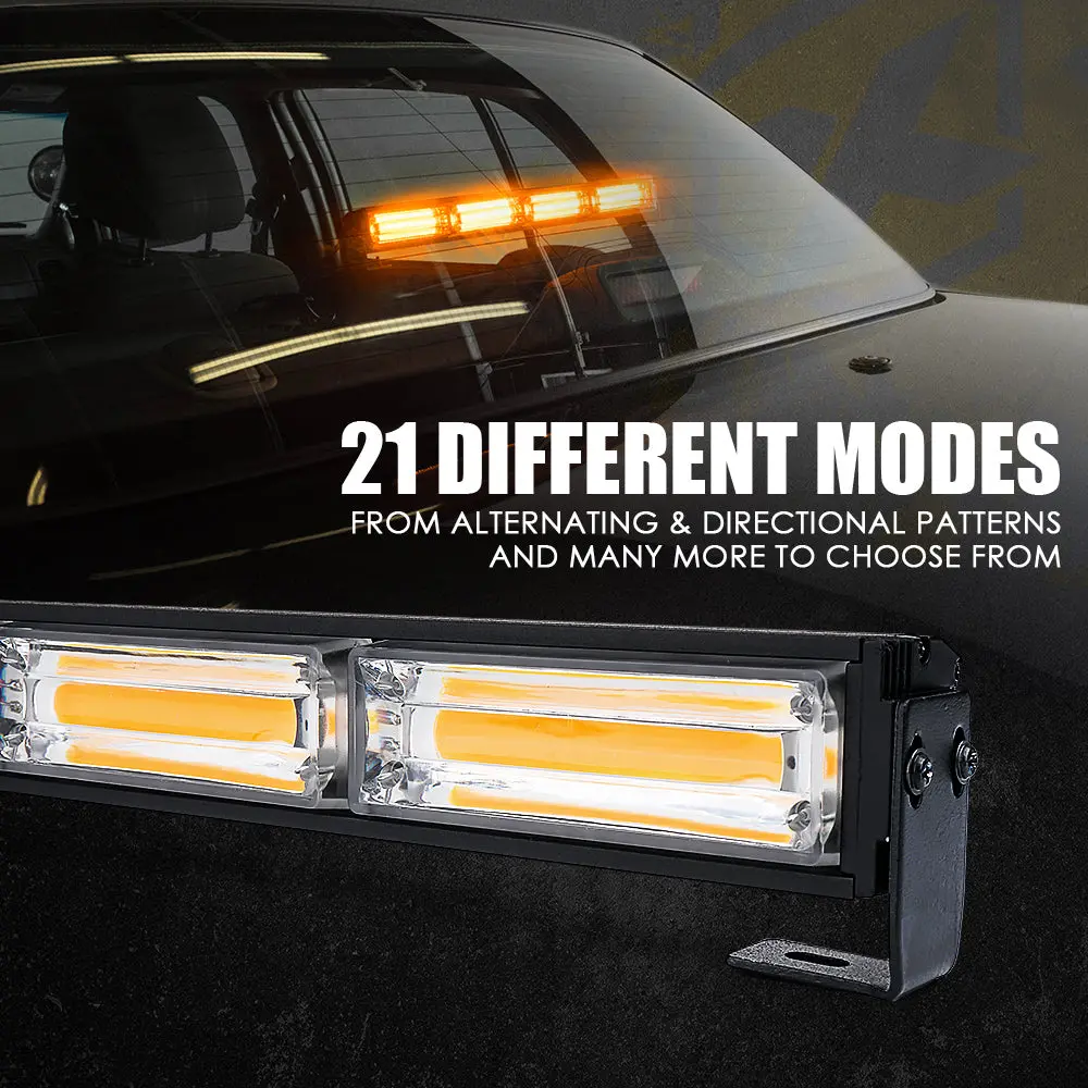 18" Traffic Advisor Strobe Light Bar With Suction Cup Brackets | Vigilante Series 3