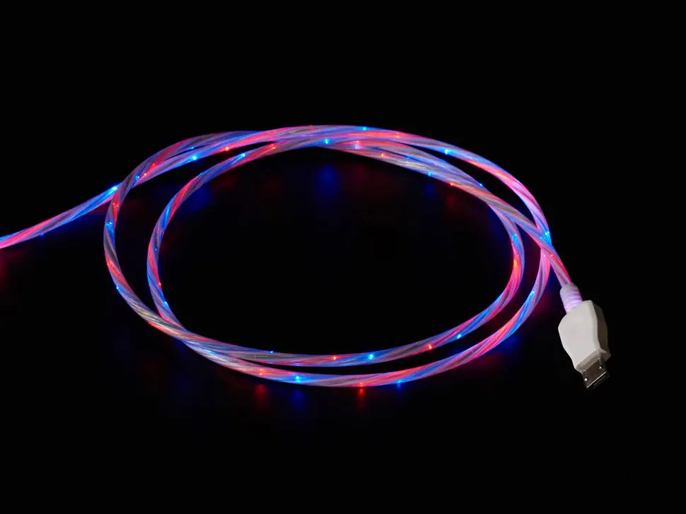 Usb Micro B Cable With Blue And Red Leds - 1 Meter 1