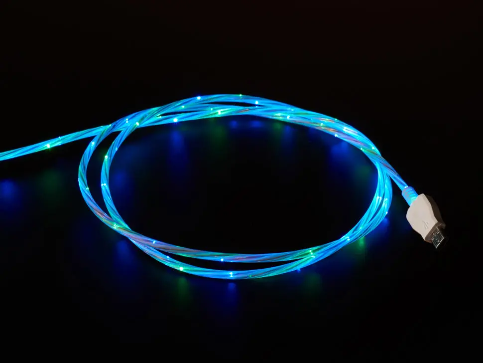Usb Micro B Cable With Leds - Blue And Green - 1 Meter 1