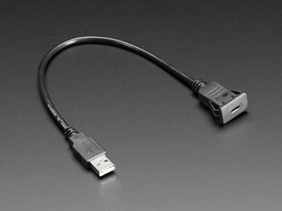 Snap-In Panel Mount Cable Usb C Socket To Usb A Plug - 30Cm 1