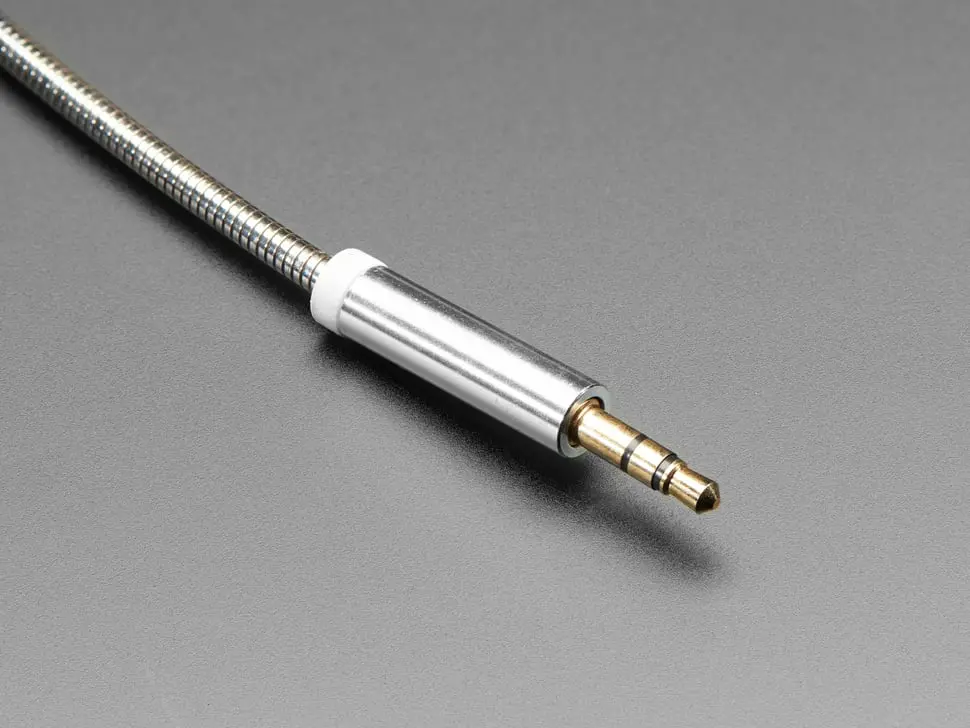 3.5Mm Stereo Male/Male Audio Cable - Silver Metal - 1 Meter 1
