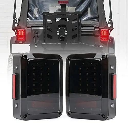Jeep Jk Tail Lights, Smoke Lens Led Tail Lights W/Turn Signal & Back Up Light With Brake Light For Jeep Wrangler Jk Jku 2007-2018 (Smoke) 1