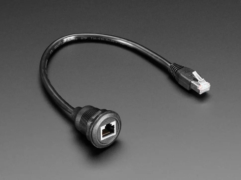 Rj-45 Ethernet Round Panel Mount Extension Cable - 30Cm 1