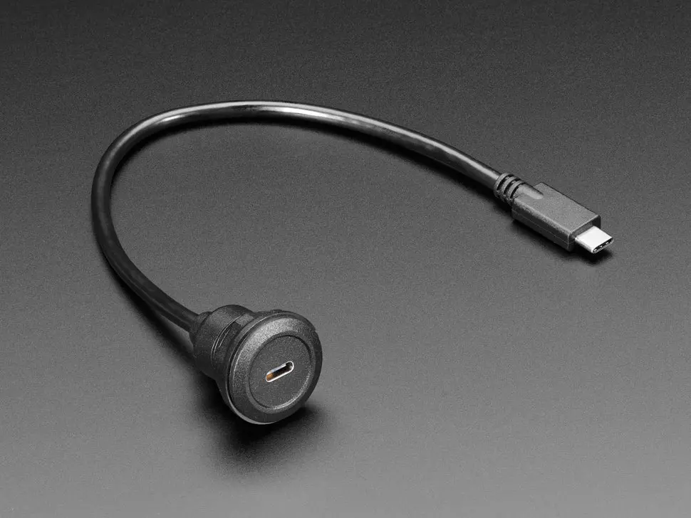 Usb C Round Panel Mount Extension Cable - 30 Cm 1